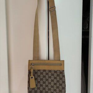 Brown/Beige Canvas Shoulder Bag
